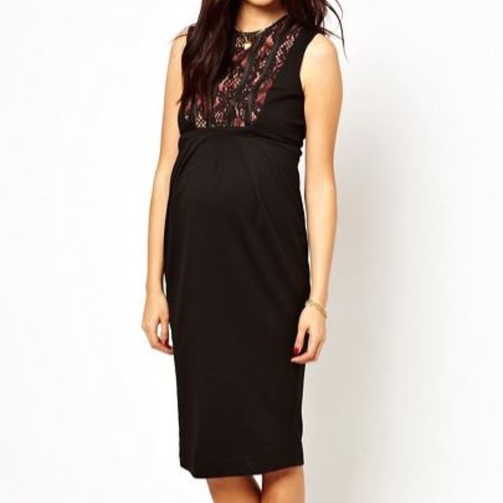 ASOS Maternity Black Lace Pencil Dress